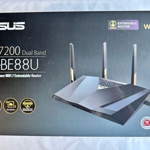 ASUS BE88U Dual Band WiFi 7 Router - Black and Gold
